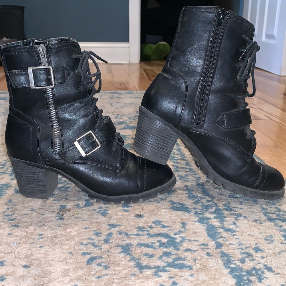 BAMBOO Black Combat & Moto Boots